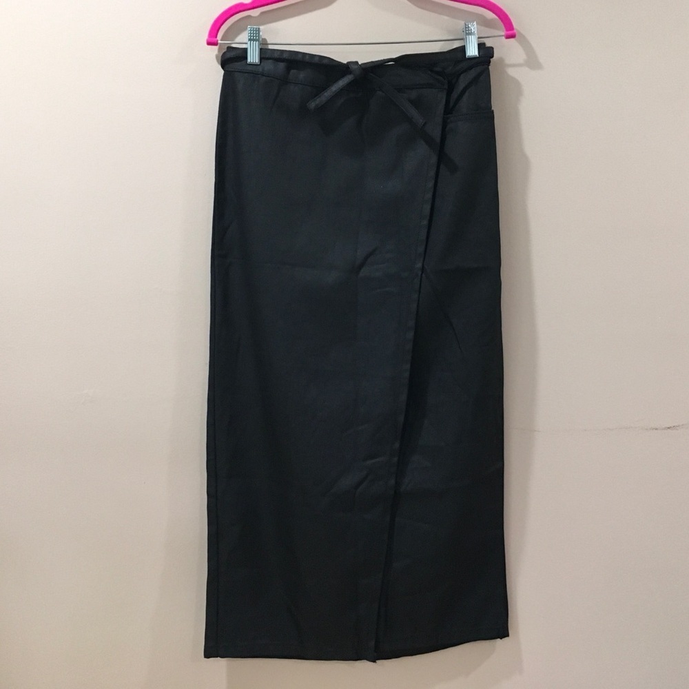 Zara Women S Black denim maxi skirt True Wrap Mid Rise Y2K 90s Retro New 5520